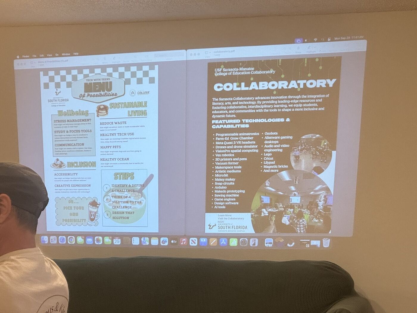 A work table at the innovation lab